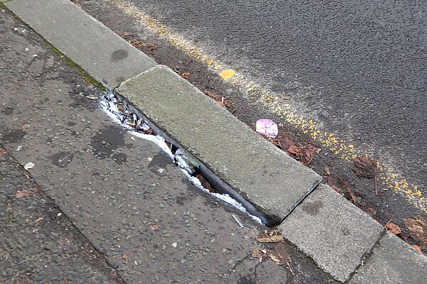 Loose kerbstone in Torrisholme